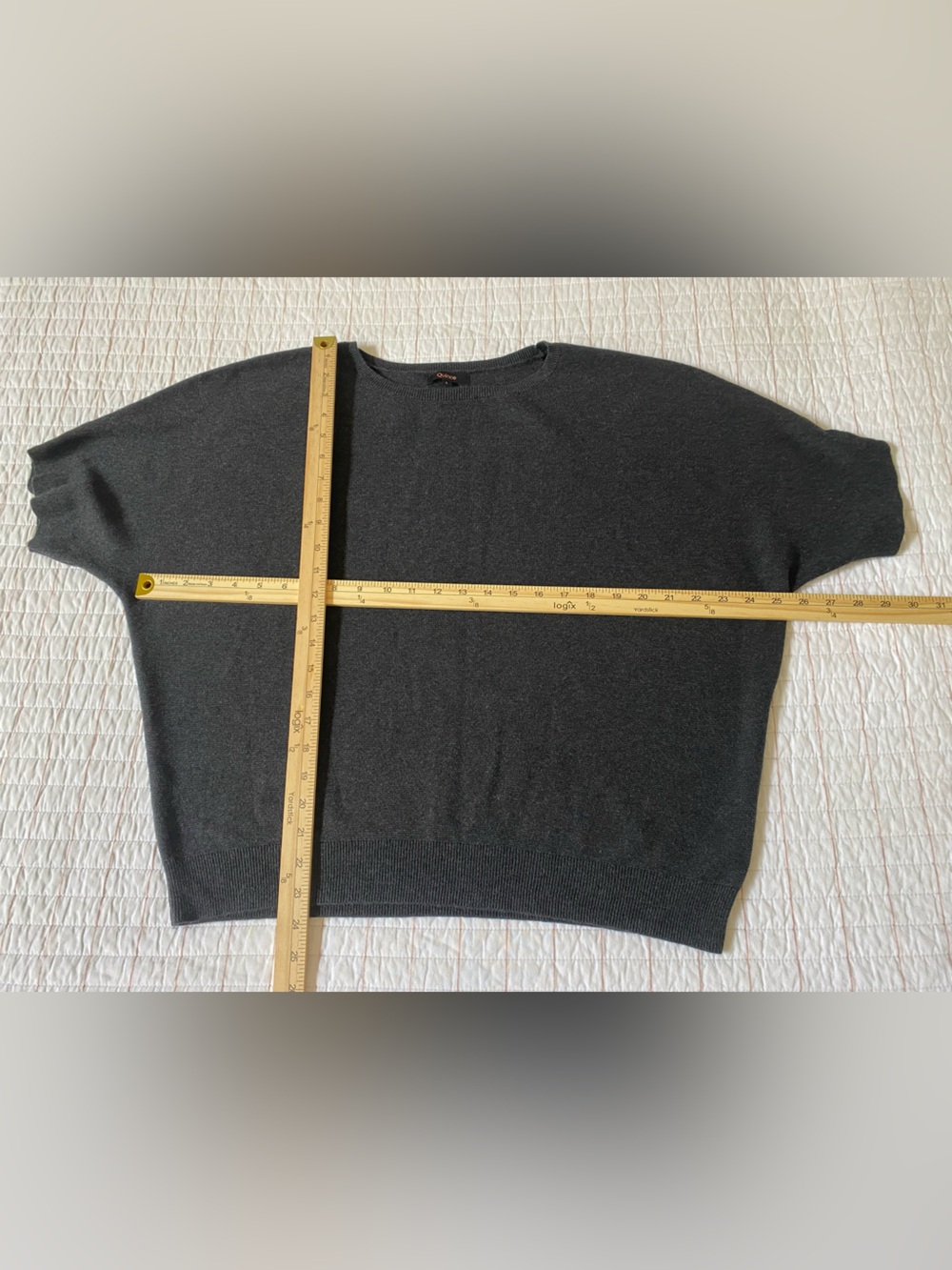 Quince Lightweight Cotton Link Stitch Dolman Sweater, Size Large - Picture 4 of 8